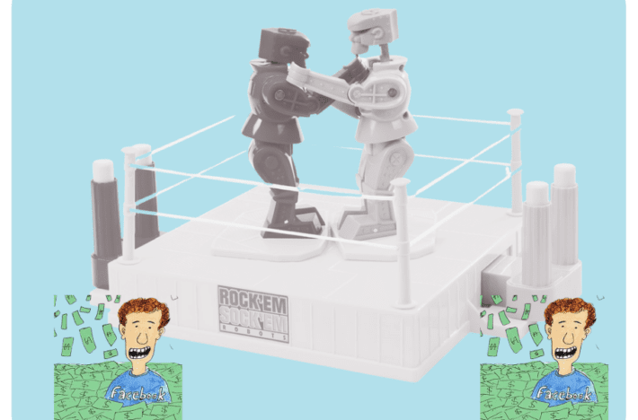 The Future of Digital Advertising: Two Rock-Em Sock-Em Robots in a Ring and Mark Zuckerberg Making Money